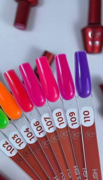 Гель лак - Без ТРО Roks 6 ml. №104 - Неоновий помаренчевий COLR104 фото