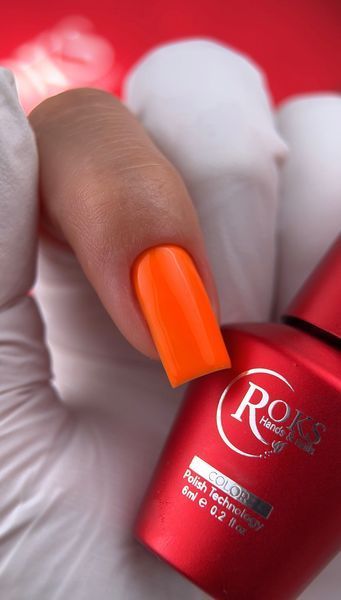Гель лак - Без ТРО Roks 6 ml. №104 - Неоновий помаренчевий COLR104 фото