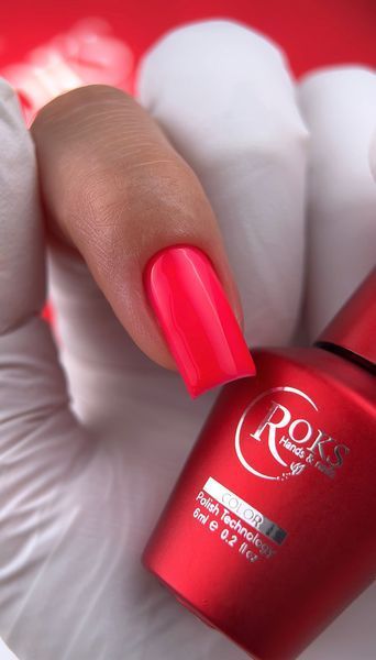 Гель лак - Без ТРО Roks 6 ml. №106 - Неоновий кораловий COLR106 фото