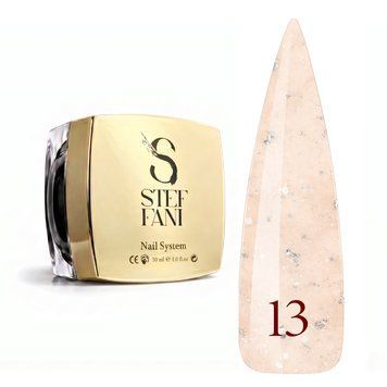 Light Acryl Gel Steffani 30 ml (Рідкий Акрил гель) №13 - Рожево-бежевий з срібною поталлю steflightacryl30-13 фото