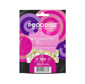 Змінні файли білі на мякій основі для педикюрного диска PODODISC STALEKS PRO XS 100 грит (50 шт) PDFS-10-100w фото