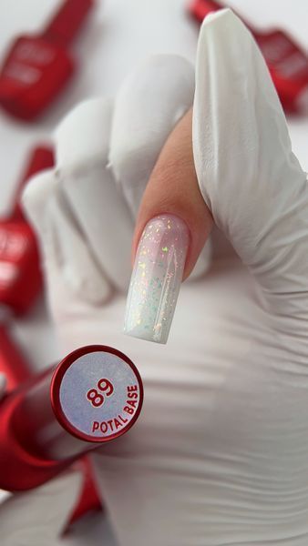 Cover Base - Без ТРО ROKS 50ml. №89 - Напівпрозора молочна із різнокольоровою голографічною поталлю CBR50089 фото