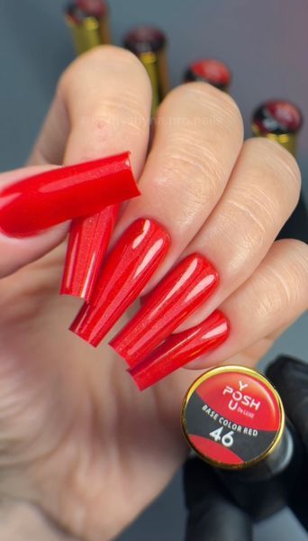 Cover Base - Без ТРО YOU POSH (30 ml). №46 - Класична червона з золотим шимером baseposh30046 фото