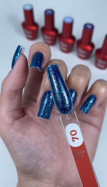 Гель лак - Без ТРО Roks 6 ml. №70 - Глибокий синій з блискітками COLR70 фото