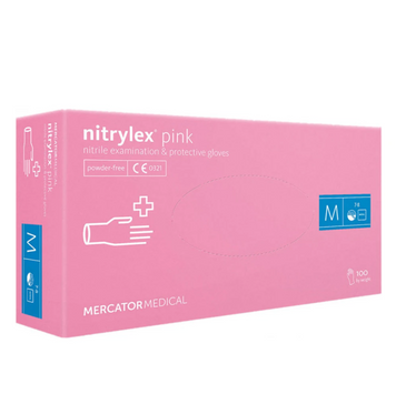 Нітрилові рукавички без пудри нестерильні Nitrylex Pink 100 шт (M) О000016413 фото