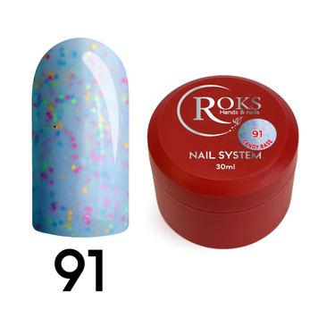 Cover Base - Без ТРО ROKS 30ml. №91 - Ніжно-блакитна із різнокольоровими крапками CBR30091 фото
