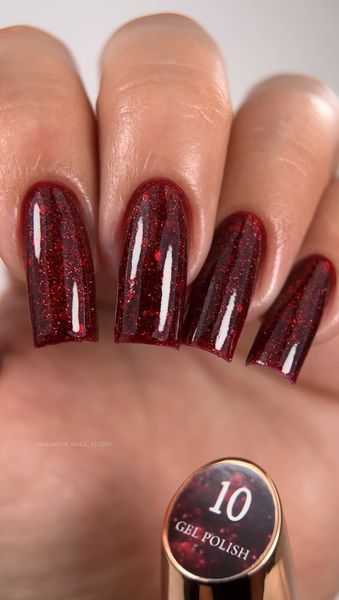 Гель лак - Без ТРО Steffani Color Gel polish №10 (9мл) - Червоний з шимером SGP09-10 фото