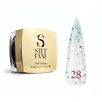 Rubber Base French(50 мл). №28 - Напівпрозора з бірюзовою поталлю SCB50-28 фото